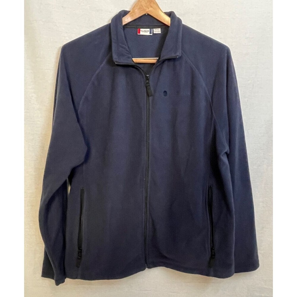 Clique Blue Fleece Zippered Jacket Windbreaker WoodmenLife Size XL